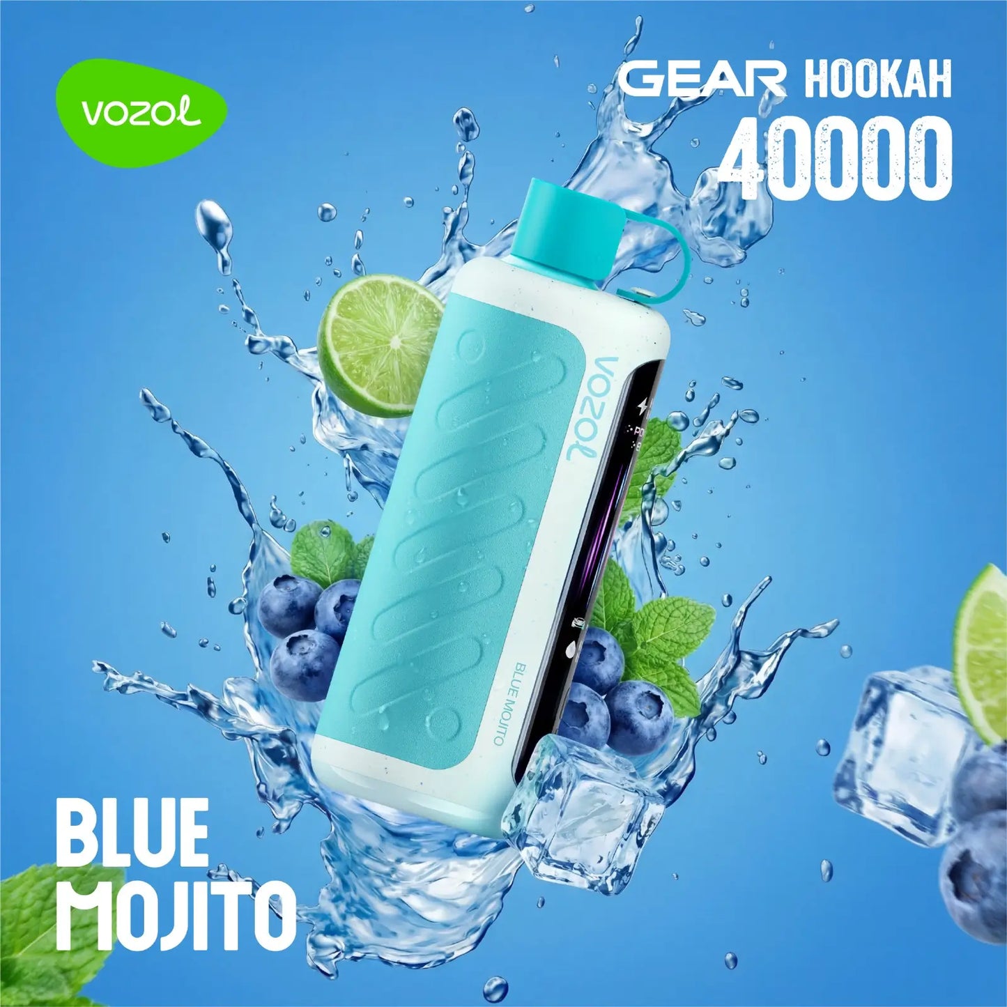 Vozol Gear Hookah Blue Mojito 40000 puffs disposable vape with blueberry lime and mint
