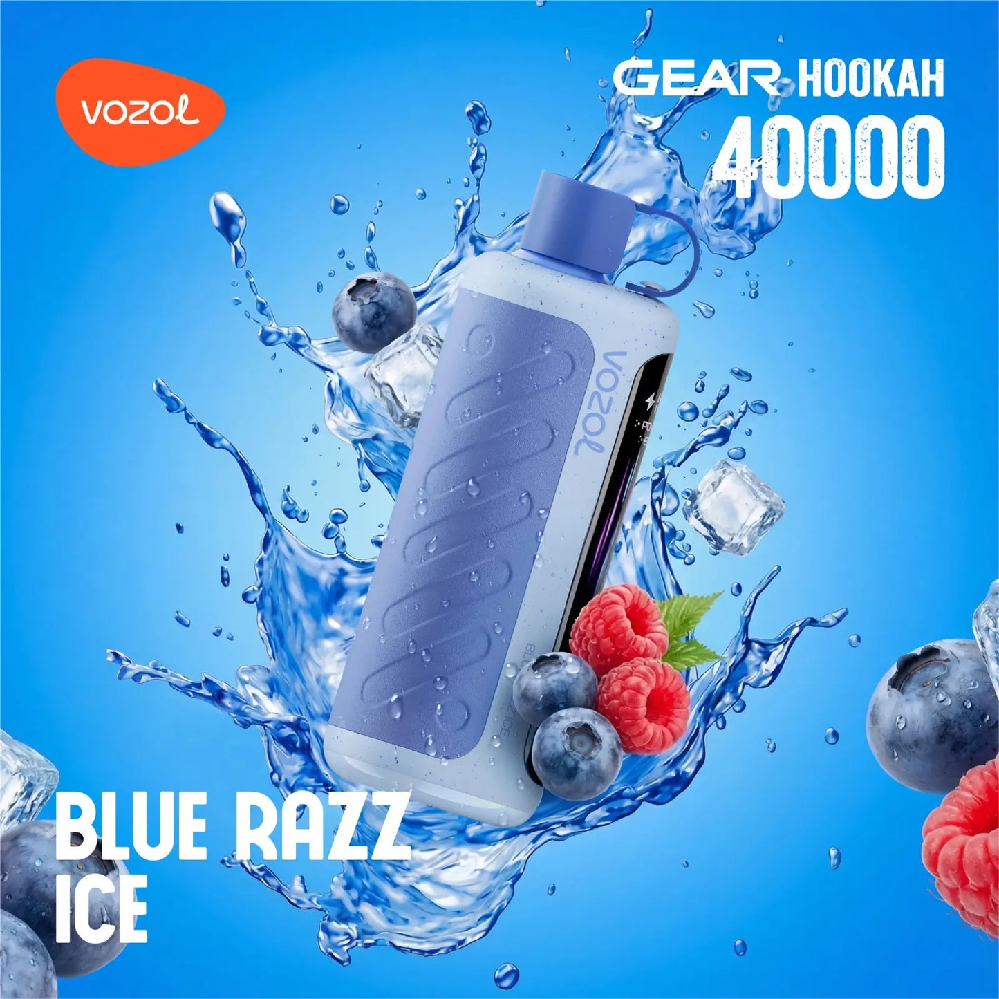 Vozol Gear Hookah Blue Razz ICE 40000 puffs disposable vape with ice  flavour