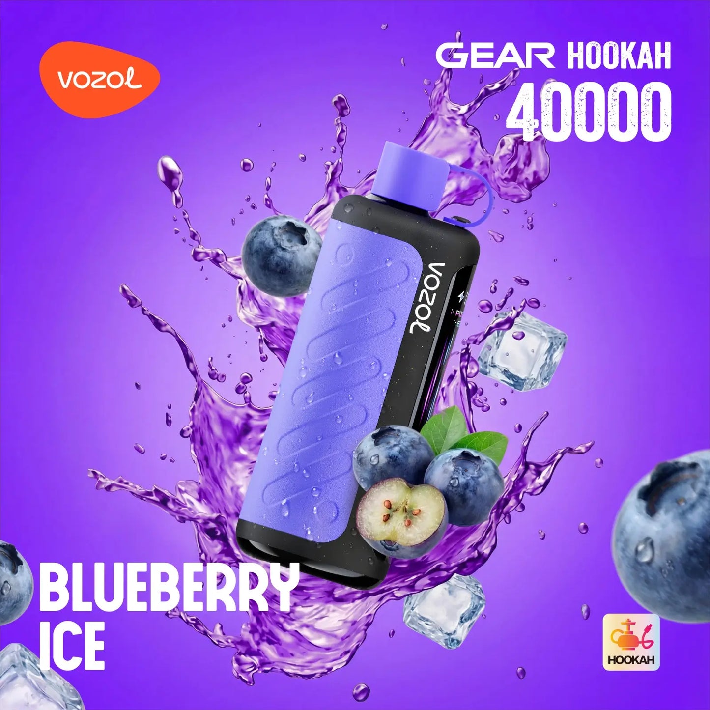 Vozol Gear Hookah Blueberry ICE 40000 puffs disposable vape with ice  flavour