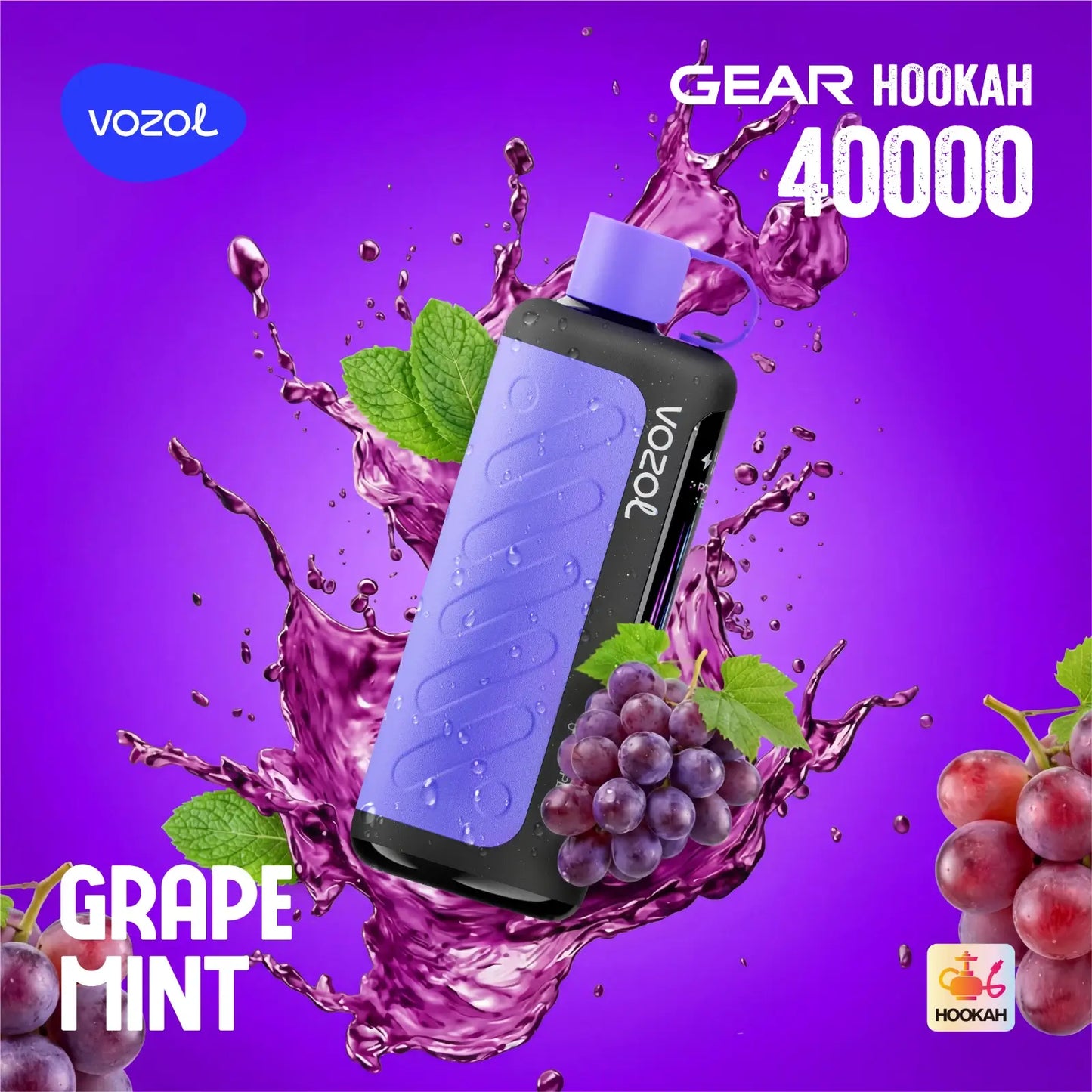 Vozol Gear Hookah Grape Mint 40000 puffs disposable vape