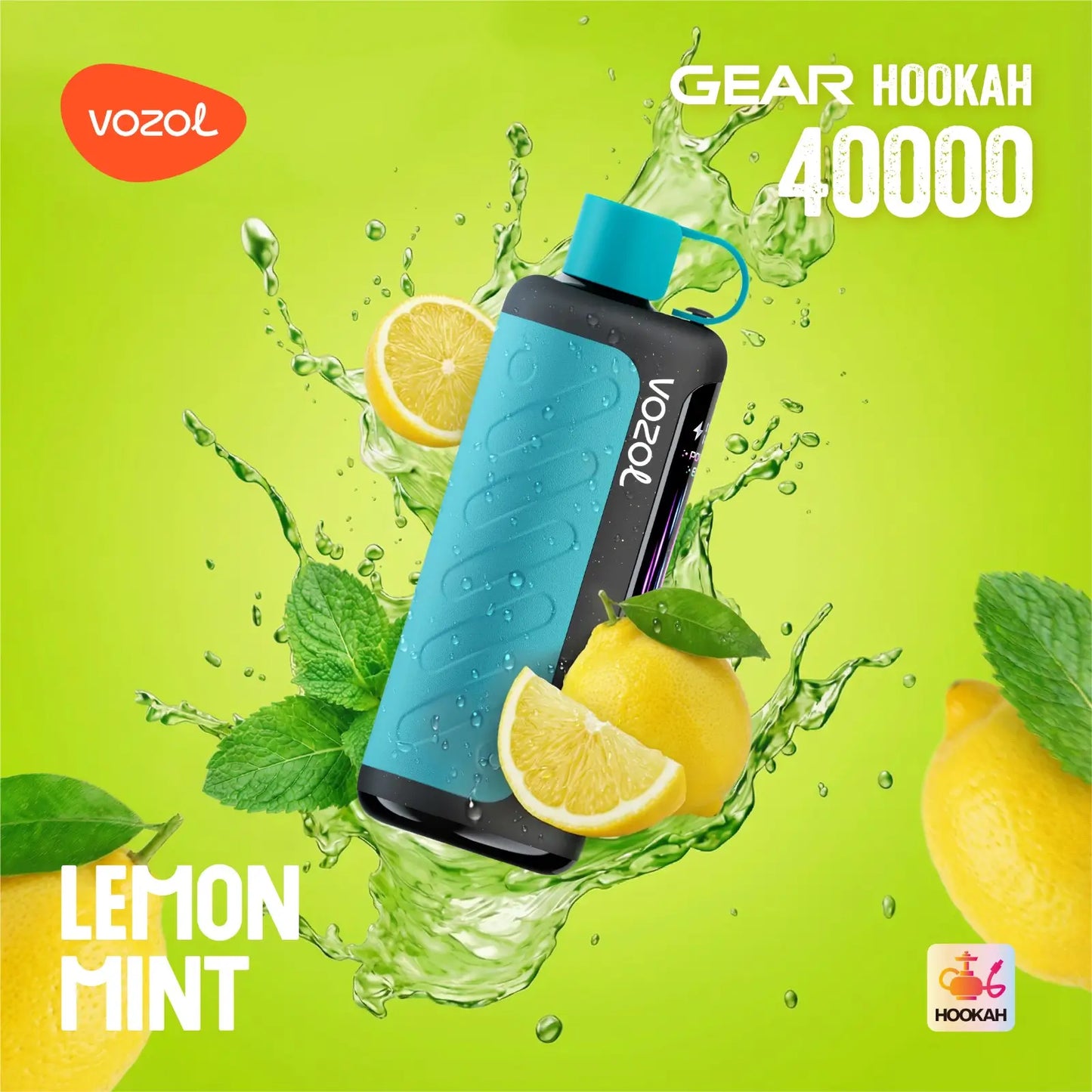 Vozol Gear Hookah Lemon Mint 40000 puffs disposable vape with Lemon flavours