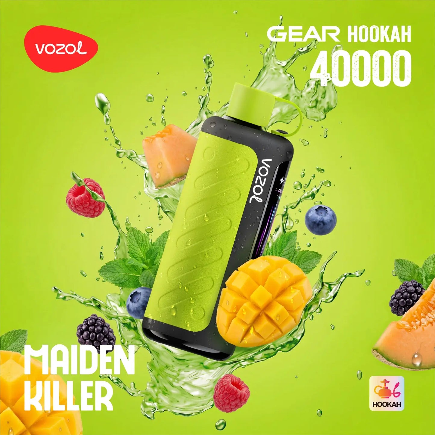 Vozol Gear Hookah Maiden Killer 40000 puffs disposable vape Strawberry, Mango & Blueberry flavours