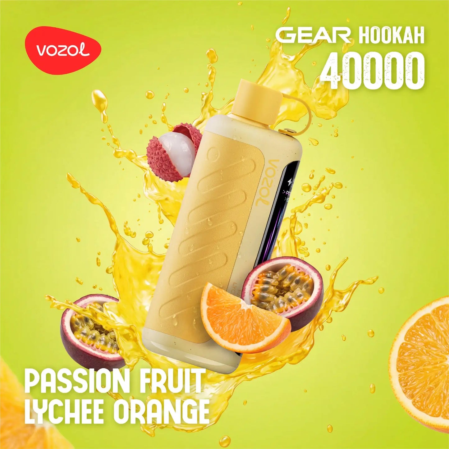 Vozol Gear Hookah Passion Fruit Lychee Orange 40000 puffs disposable vape