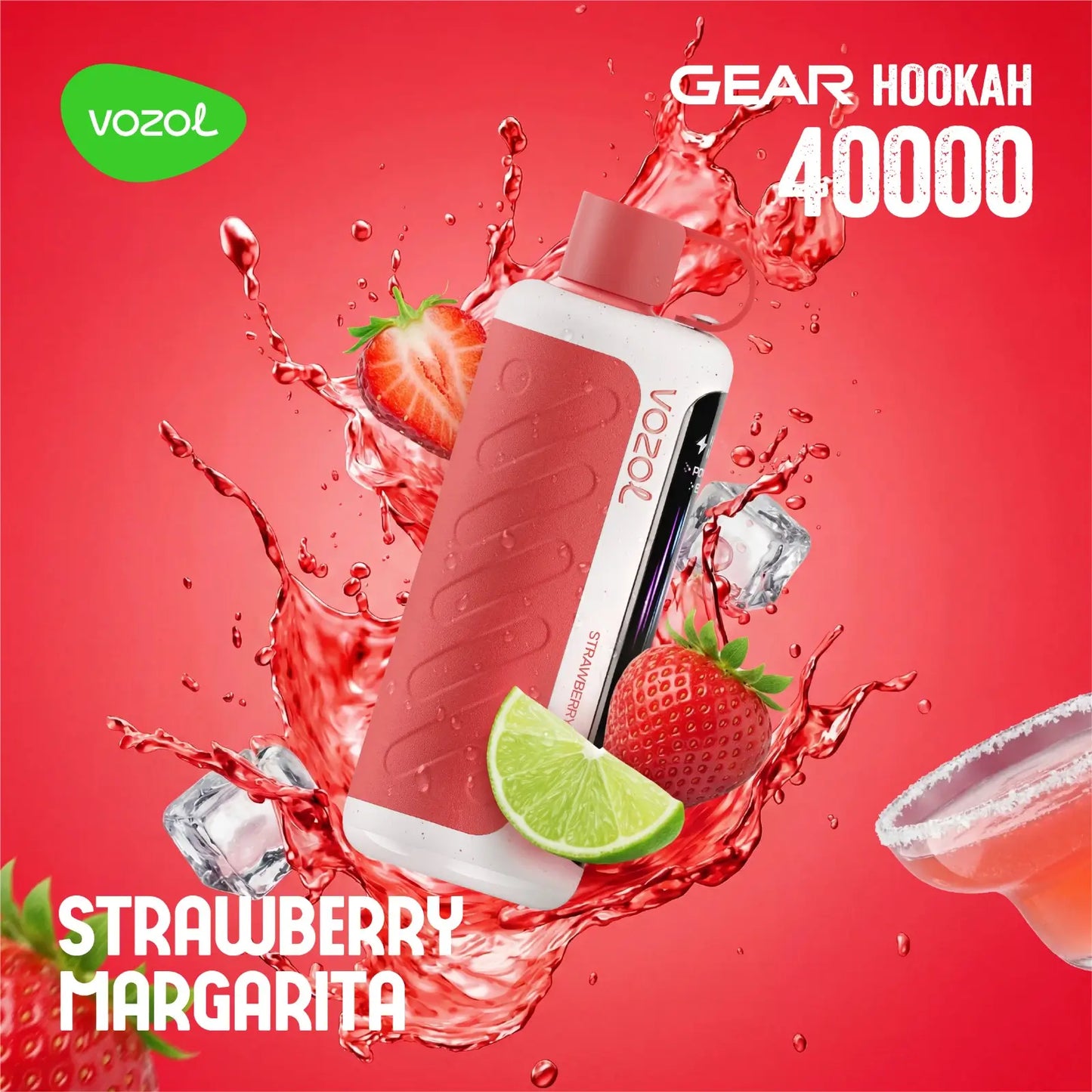 Vozol Gear Hookah Strawberry Margarita 40000 puffs disposable vape with strawberry & lemon flavours