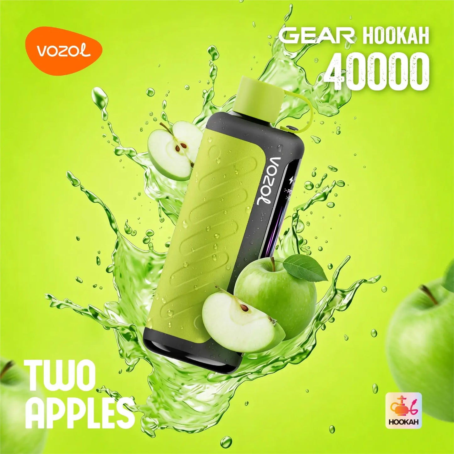 Vozol Gear Hookah Two Apples 40000 puffs disposable vape with green apple flavor