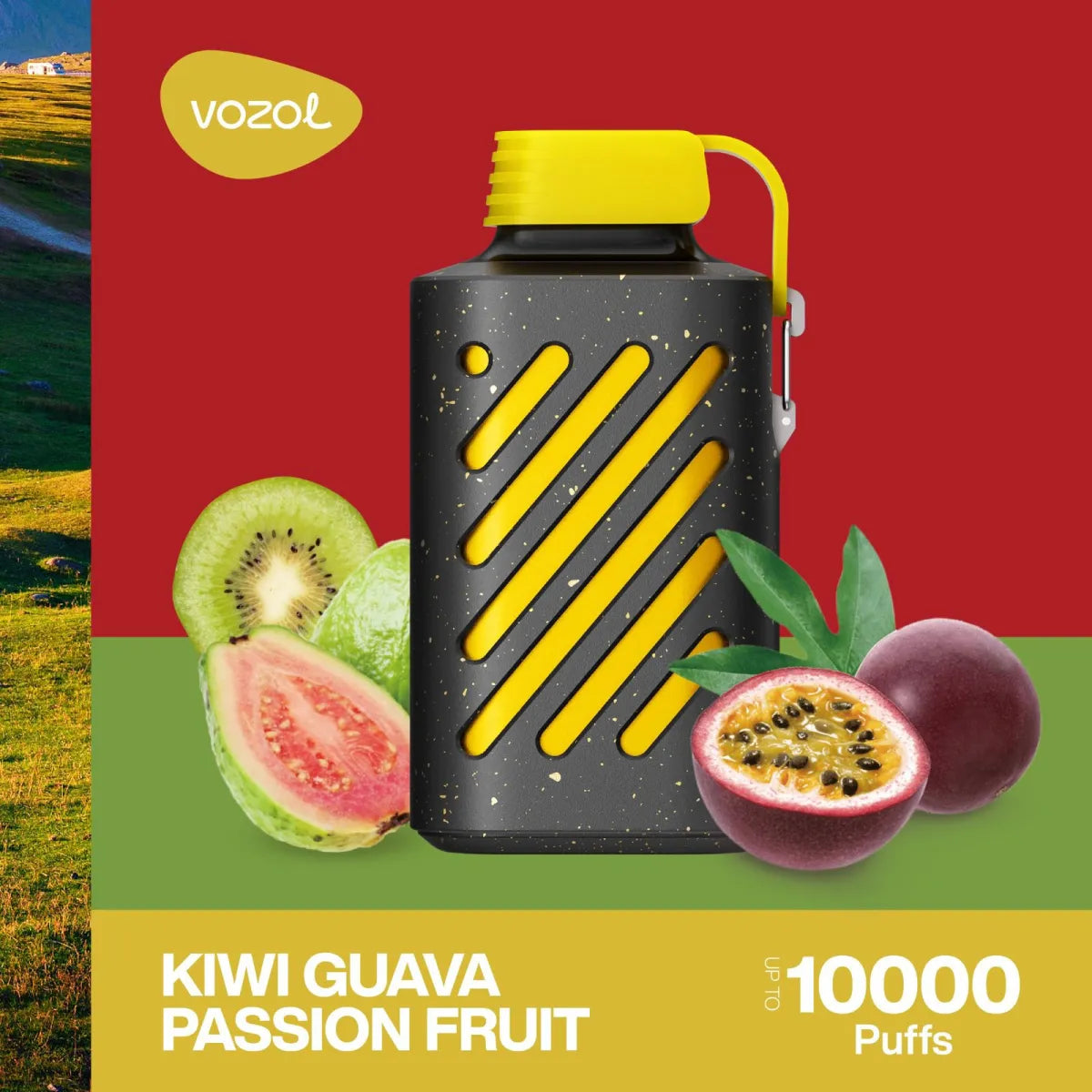 Vozol Gear Kiwi Guava Passion Fruit 10000 puffs disposable vape with tropical flavor UAE