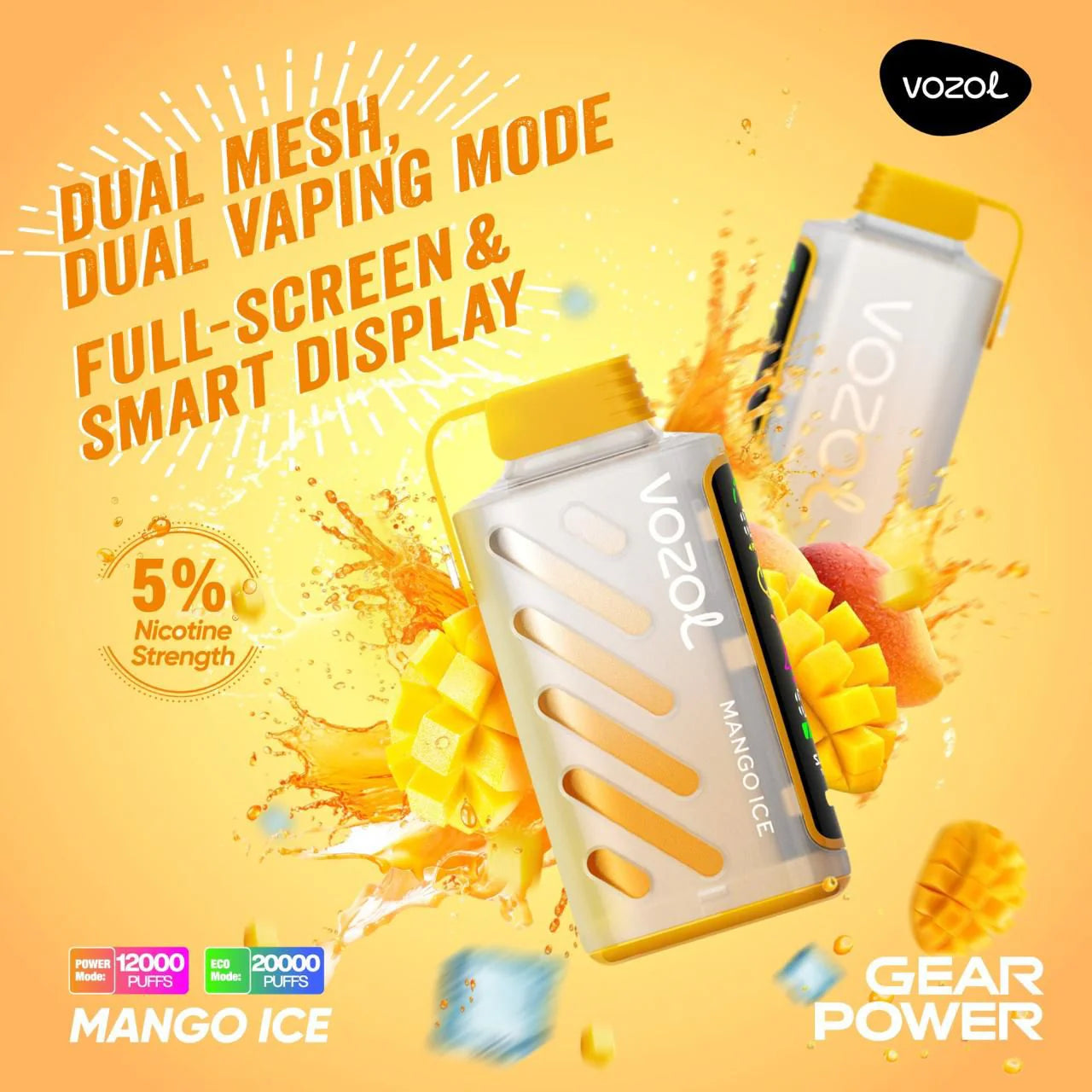 VOZOL Gear Power 20000 Puffs Dual Mode Vape 50mg in UAE