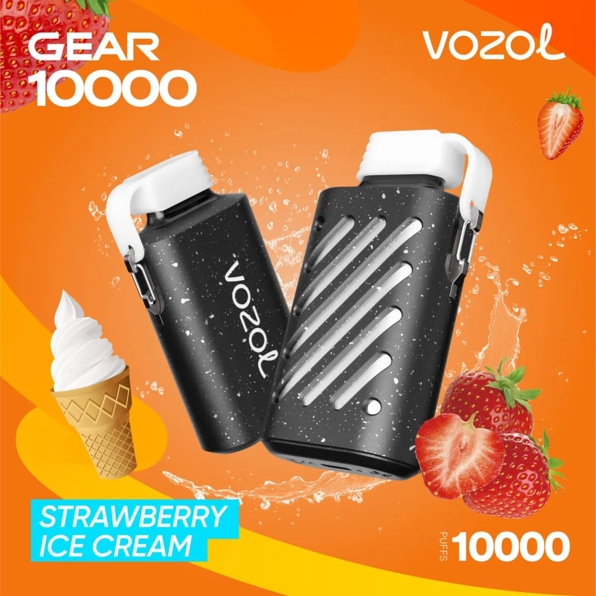 Vozol Gear Strawberry Ice Cream 10000 puffs disposable vape with creamy strawberry flavor