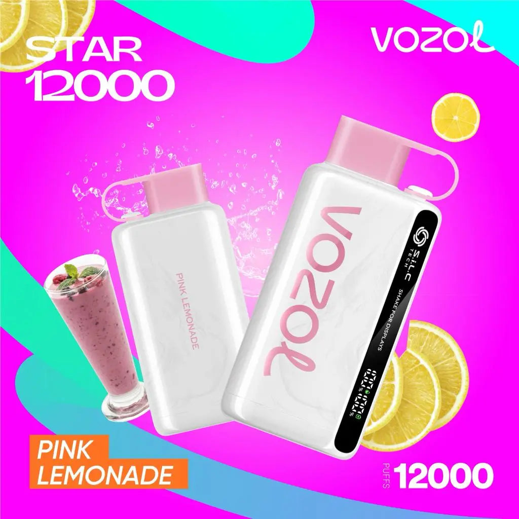 Vozol Star 12000 Pink Lemonade – disposable vape with pink lemonade flavor