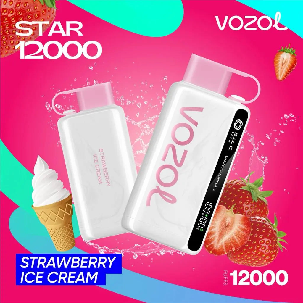 Vozol Star 12000 Strawberry Ice Cream – disposable vape with strawberry ice cream flavor