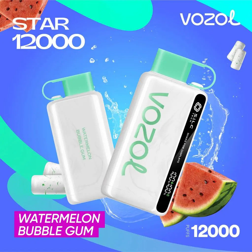 Vozol Star 12000 Watermelon Bubble Gum – disposable vape with watermelon bubble gum flavor