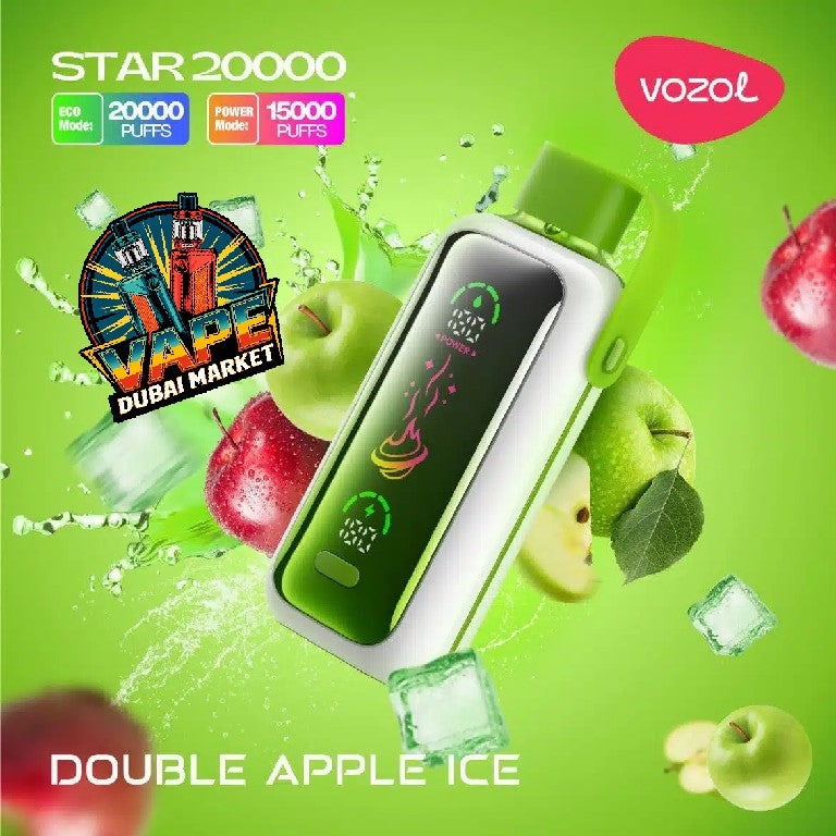 Vozol Star Double Apple Ice vape with 15000 puffs power mode and eco mode