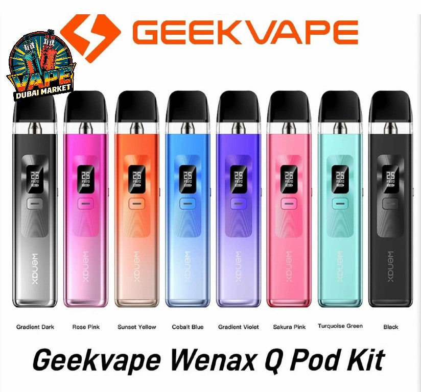 Wenax Q Pod Kit in gradient dark, pink, yellow, blue, violet, green, black colors
