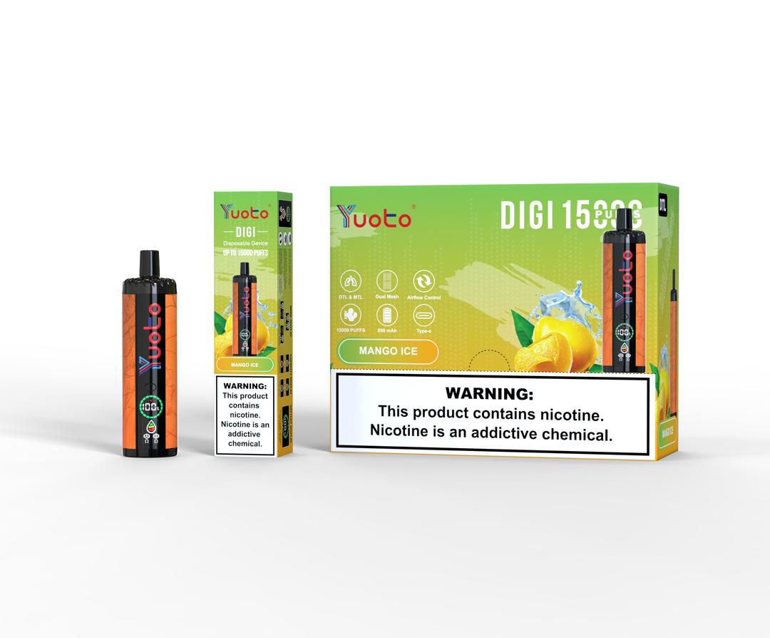 Yuoto Digi Mango Ice – disposable vape 15000 puffs with mango ice flavor and box