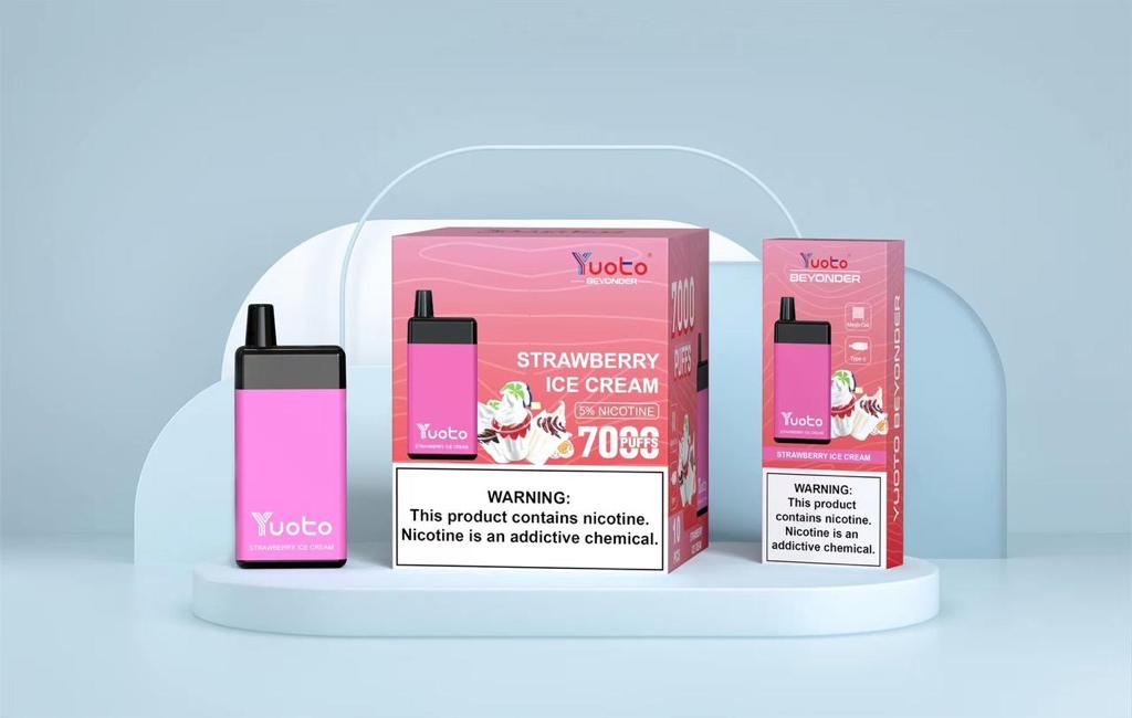 Yuoto Strawberry Ice Cream disposable vape 7000 puffs with strawberry ice cream flavor