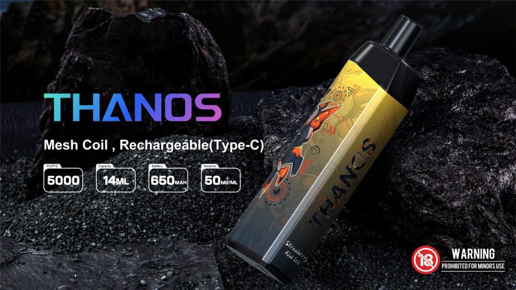Yuoto Thanos Strawberry Kiwi Ice disposable vape 5000 puffs, mesh coil, rechargeable