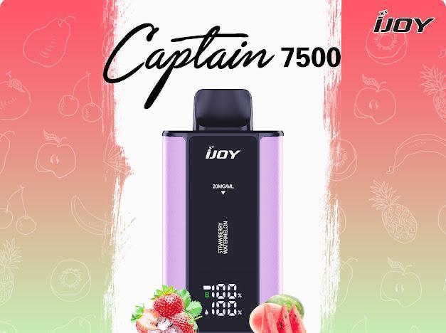 iJoy Captain 7500 Strawberry Watermelon vape with strawberries and watermelon