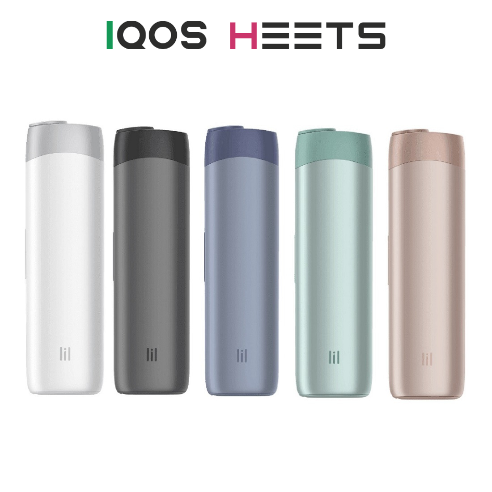 lil SOLID EZ heat-not-burn device in five colors, compact tobacco heating system