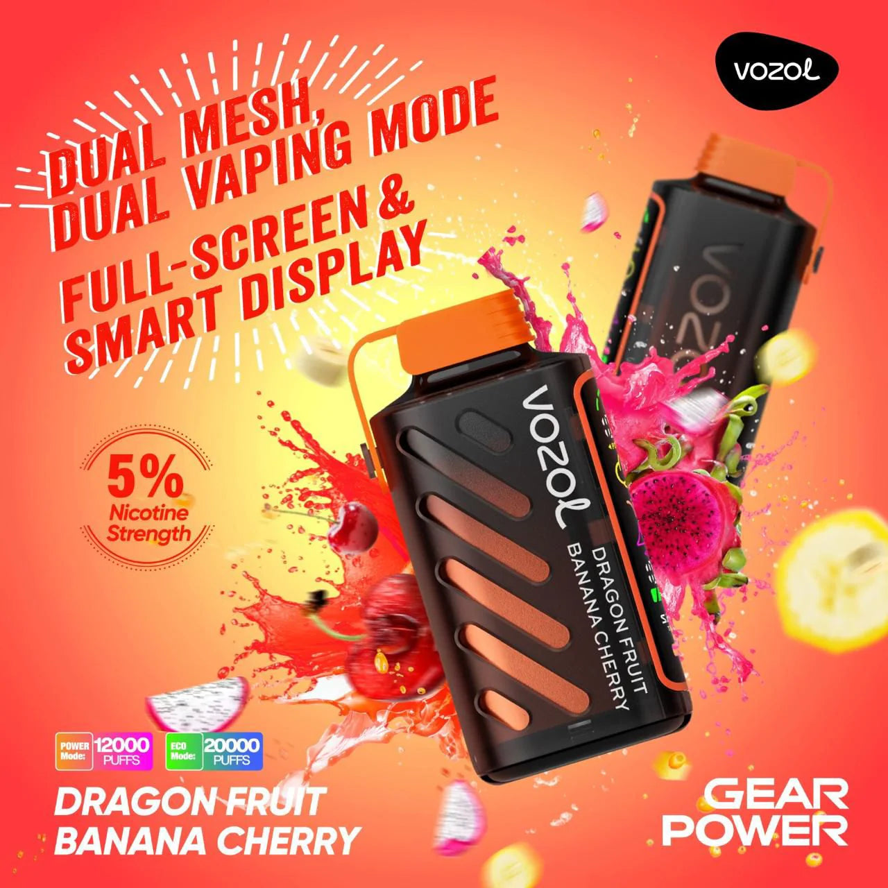 VOZOL GEAR POWER 20000 PUFFS DISPOSABLE VAPE  IN JUMEIRAH