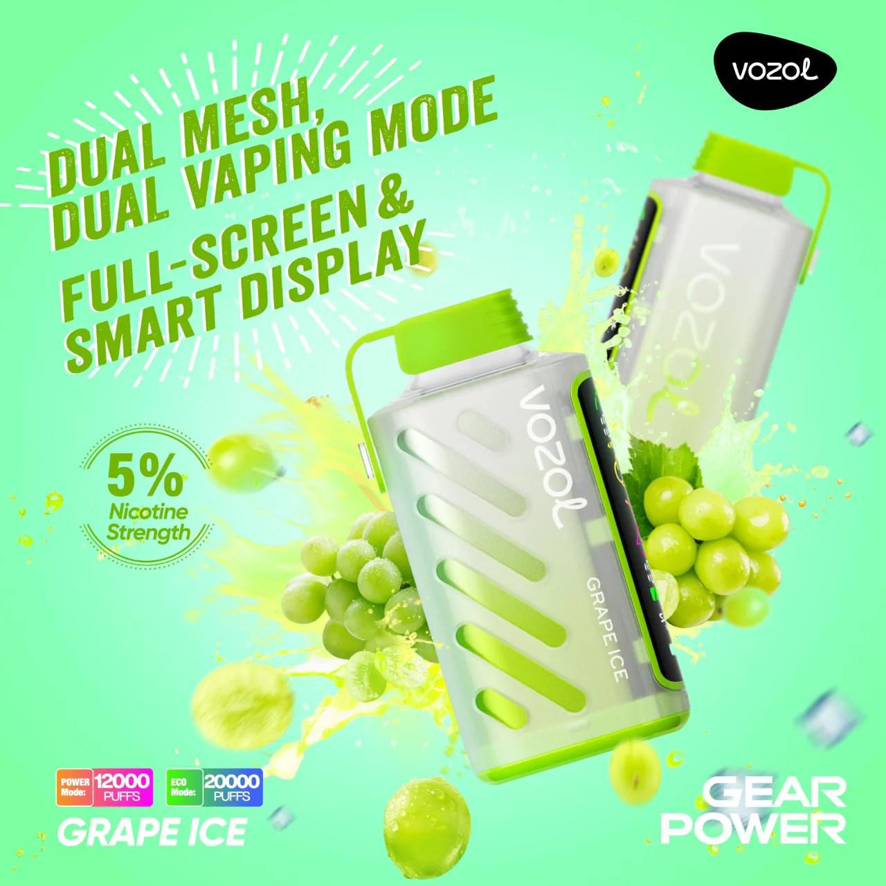 VOZOL GEAR POWER 20000 PUFFS DISPOSABLE VAPE  IN JUMEIRAH