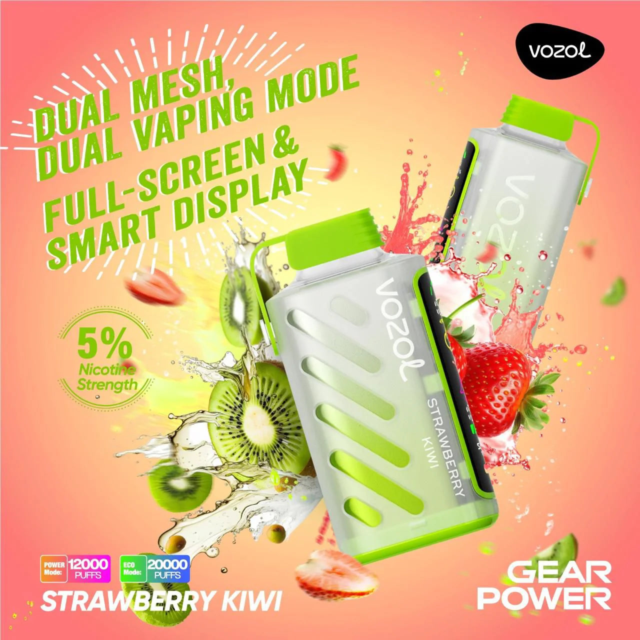 VOZOL GEAR POWER 20000 PUFFS DISPOSABLE VAPE  IN JUMEIRAH