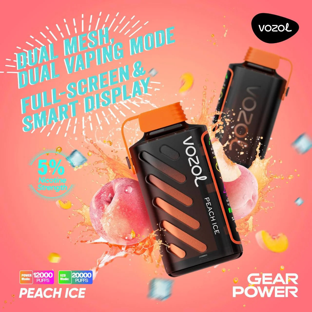 VOZOL GEAR POWER 20000 PUFFS DISPOSABLE VAPE  IN JUMEIRAH